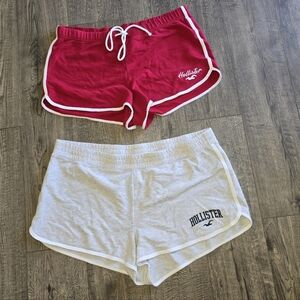 Hollister Women's Red and Light Gray Athletic Shorts